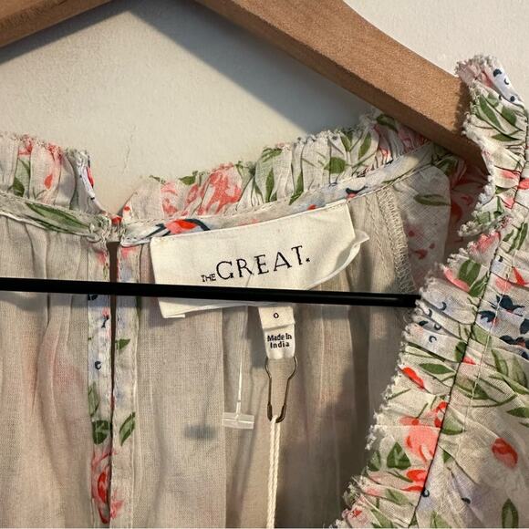 NWT THE GREAT. Gray Cotton Floral Maxi Dress 0 Small - Picture 13 of 15